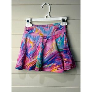 Paulacech‎ Kids Skirt Shorts Abstract Swirl Pink Blue Yellow Size Small Designer